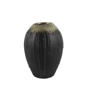 FLORERO MADERA TROPICAL METALIZADO CHORREADO D:16cm H:22cm / M