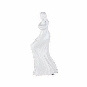 ESCULTURA MADRE SENTADA BLANCO BRILLANTE