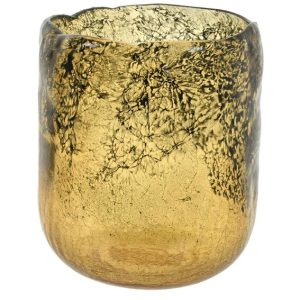 FLORERO DORADO DE VIDRIO /16x16x19.5cm