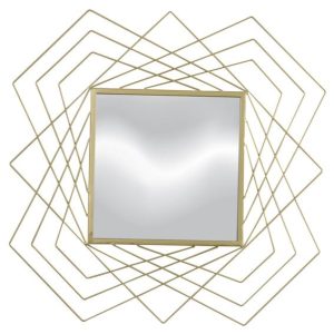 ESPEJO DE HIERRO DORADO / 60x60x2CM